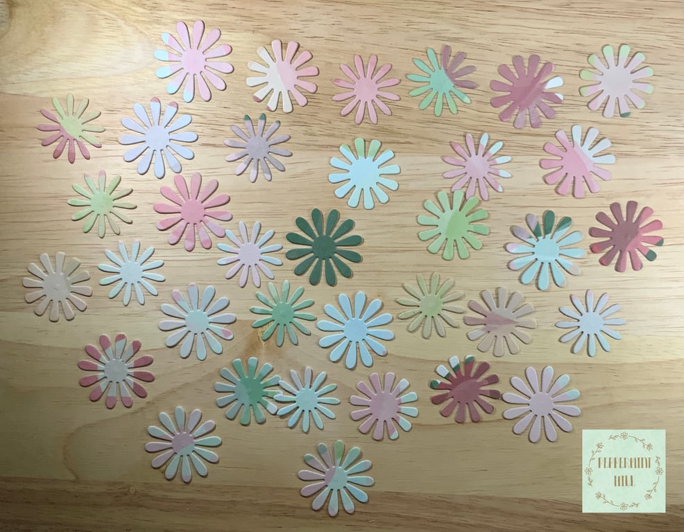 Die cut patterned flowers for card making, scrapbooking 36 pack