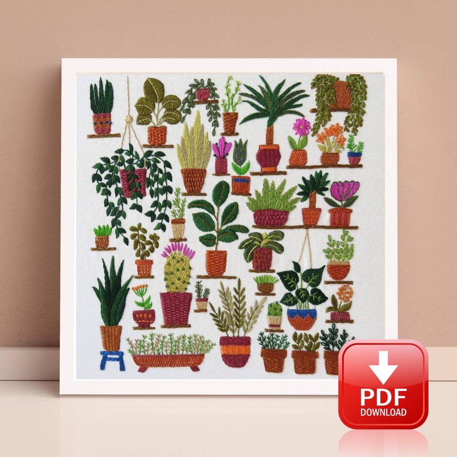 Plantopia Hand Embroidery PDF Pattern