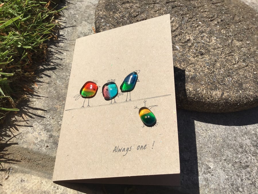 Fused glass pebble cards 