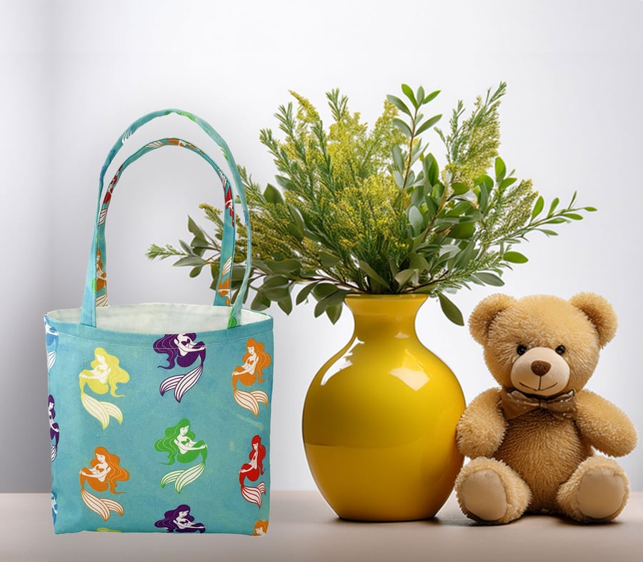 Little Mermaids Design. Children's-Baby Shower bag-Handmade Tote Bag-Mini-CTB109