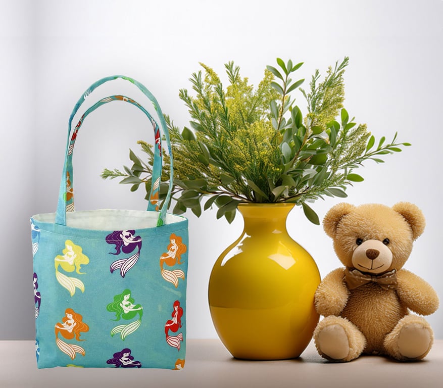 Little Mermaids Design. Children's-Baby Shower bag-Handmade Tote Bag-Mini-CTB109