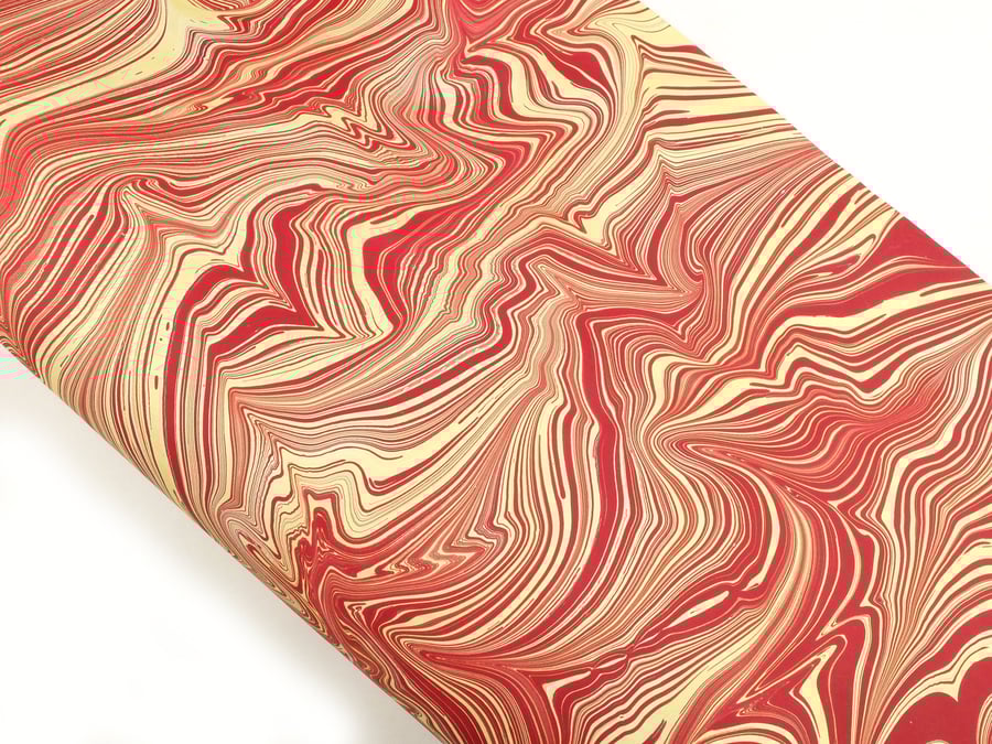 Red and gold agate pattern a2 marbled paper sheet - Folksy