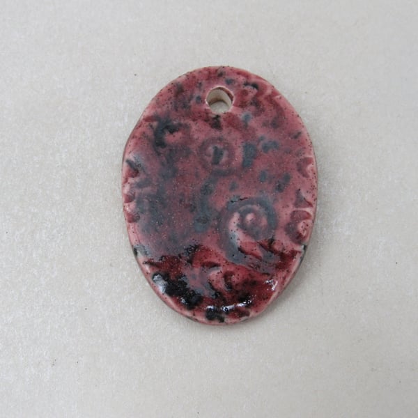 Large Speckled Rose Brocade Ceramic Pendant