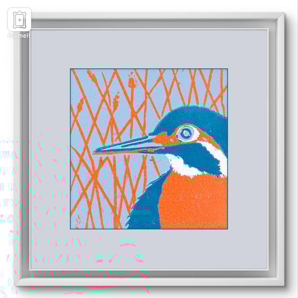 Mini linoprint kingfisher 