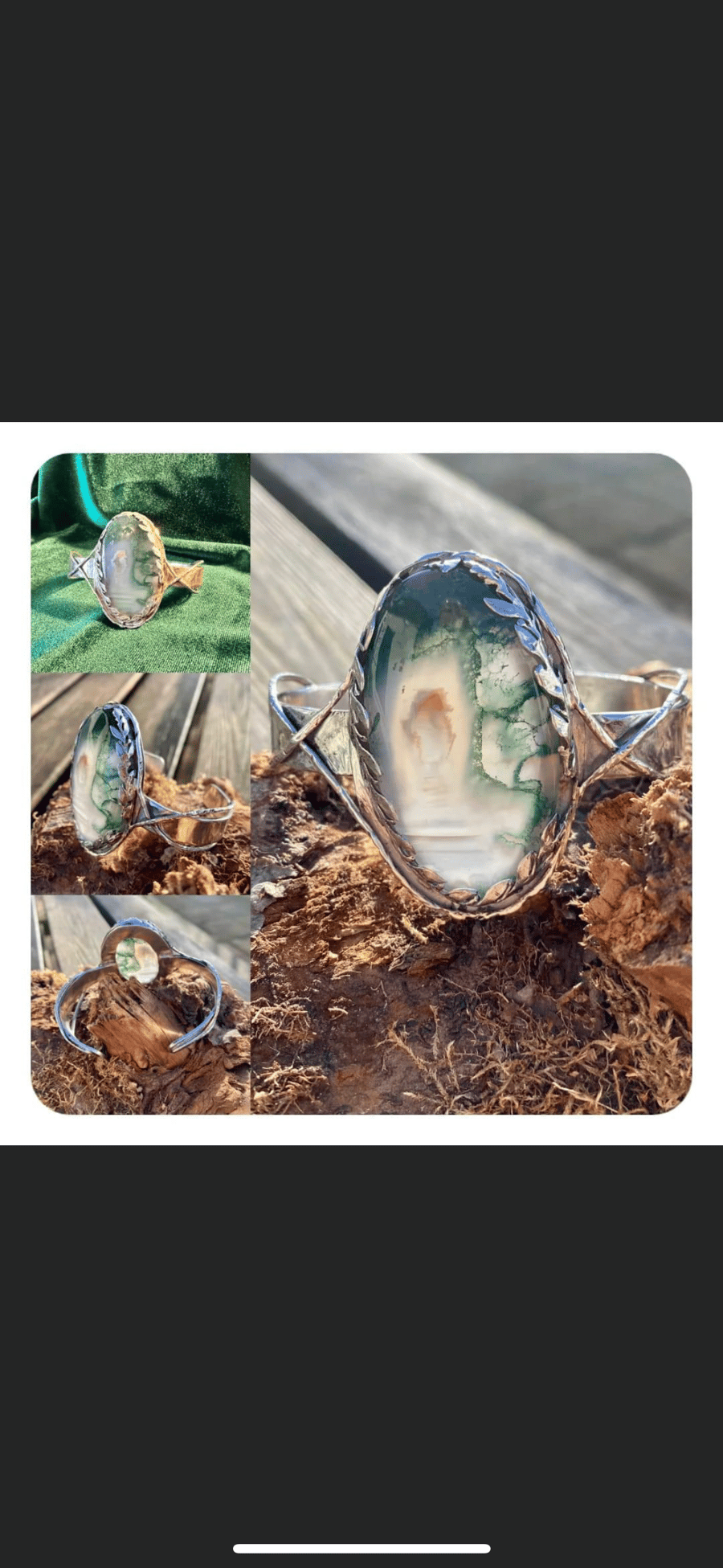 Moss Agate silver cuff