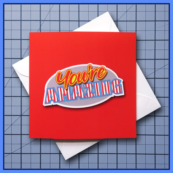 You're Amazing card , Pick me up card,  blank Greeting Card, note card, Red
