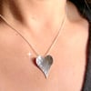 Sterling Silver Hammered Heart Necklace