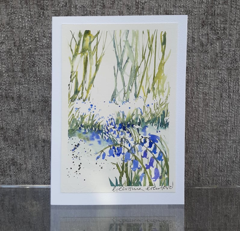 Sunlit Bluebells. Blank Card. Original Watercolour Painting. 260162