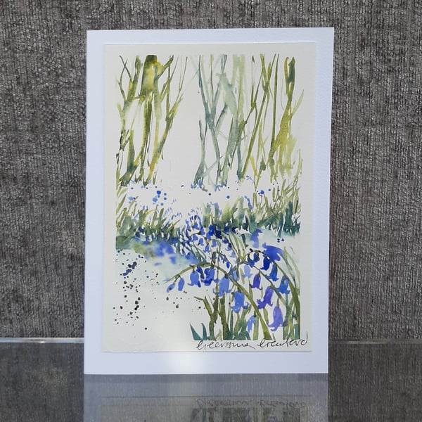 Sunlit Bluebells. Blank Card. Original Watercolour Painting. 260162