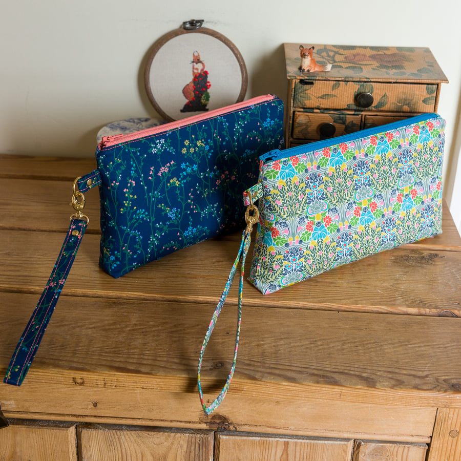 Image of Wristlet purse or small clutch made with Liberty of London tana lawn