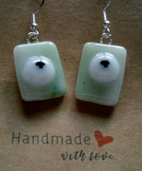 Fused glass Sheepy earrings