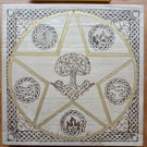 Gold star in circle & Elemental solid wood Wall Art plaque