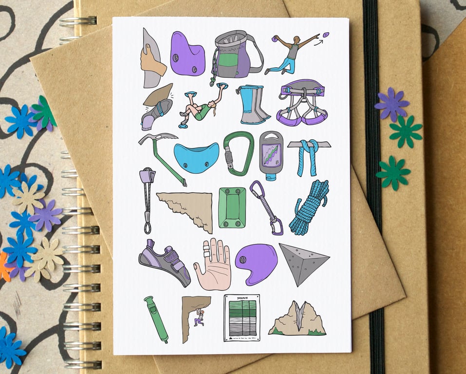 Rock Climbing Alphabet Greetings Card