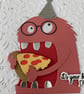 Handmade Birthday Monster Card – Pizza Party Fun - Image 4