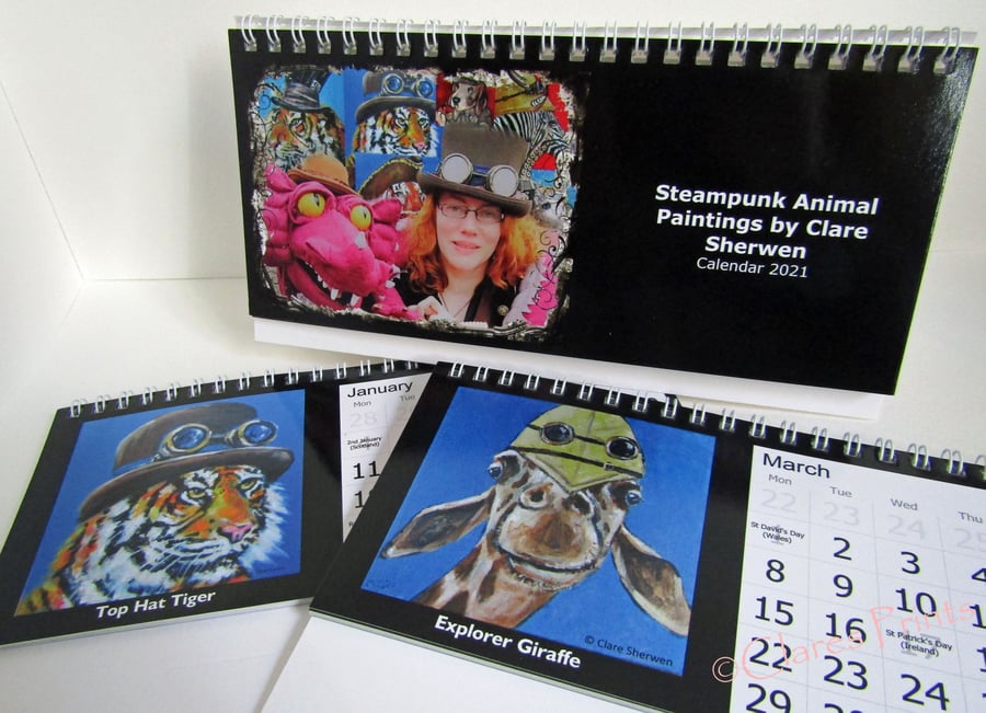 Steampunk Animal Art Calendar 2021 from Original Acrylic Paintings