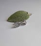 Sage Leaf Textured Stud Earrings - Oxidised Fine Silver - Image 6