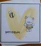 Birthday Card - Rhino and Bees with Yellow Hearts - Image 3
