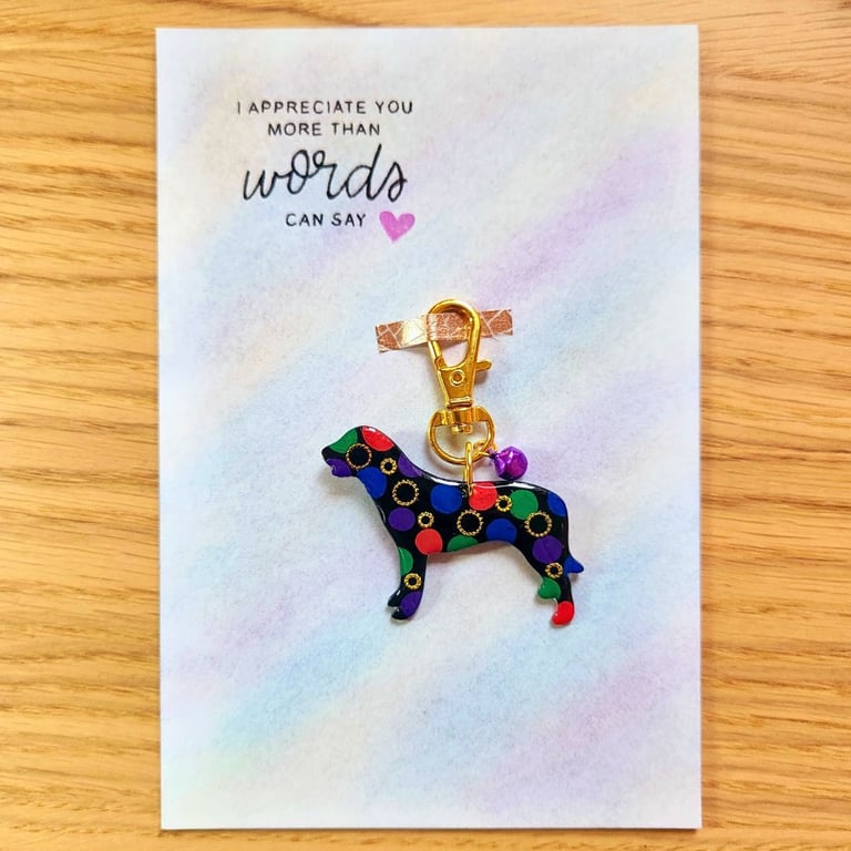 Dog keyring keychain blessing card 