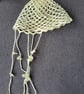 Handmade Crochet Mesh Hat – Cream Summer Hat with Long Straps - Image 3
