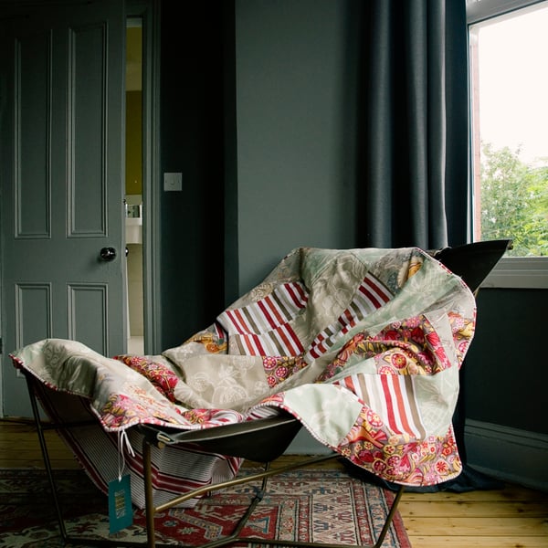 Double Bed sized Patchwork Quilt made in GB