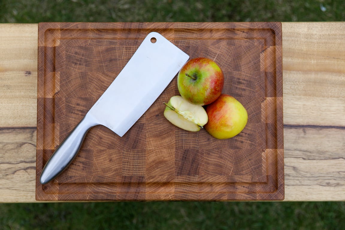 Premium Oak End Grain Chopping Block - Luxury Heavy Duty Wooden Cutting Board