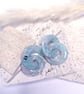 Silver and pale blue hoop earrings