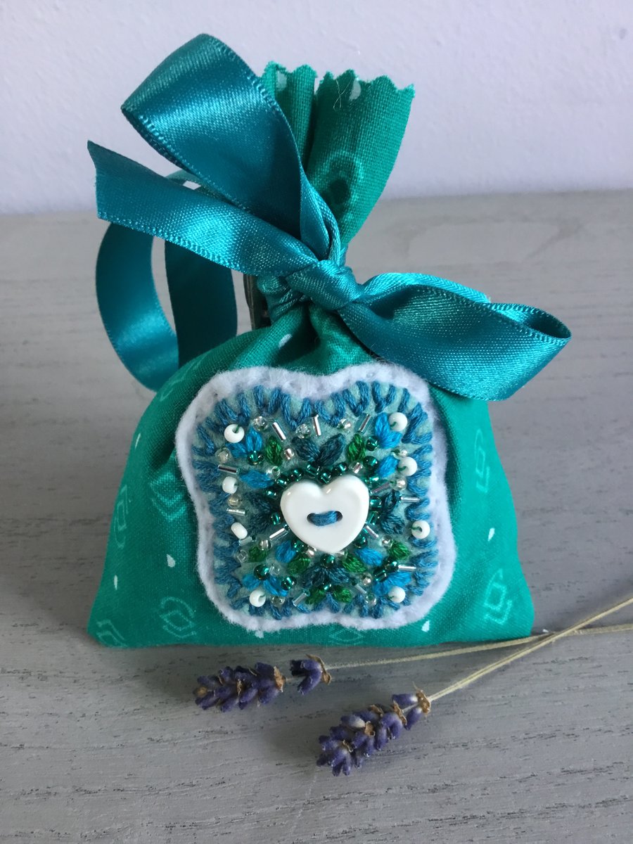 Embroidered Lavender Bag