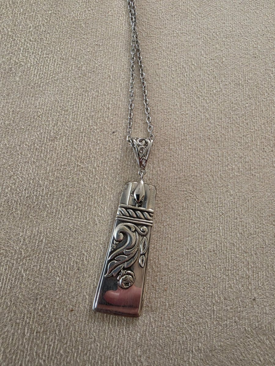 Oneida Coronation Serving Spoon Necklace - Silver Plated - Vintage 1936