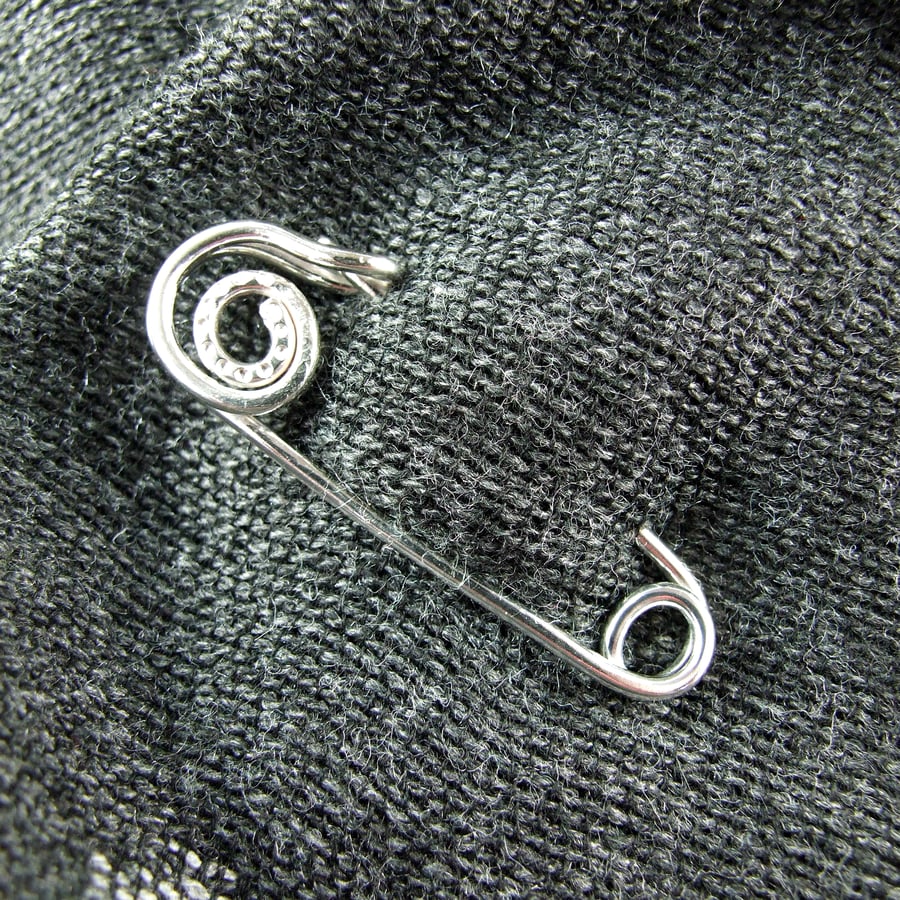 Small Shawl Pin. Handcrafted Sterling Silver Cloak Pin