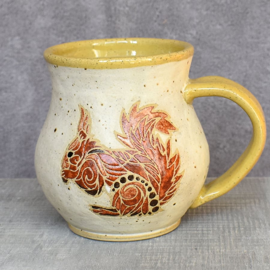 19-114 Red Squirrel Handmade Ceramic Stoneware Mug 
