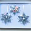 Fused glass  iridescent snowflake gift set- Christmas hanging decoration