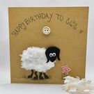 Hand Crocheted & Painted Sheep Birthday Card - Blank Inside - Personalisation