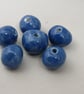 6 Medium Ice Blue Glazed Clay Beads - Image 3
