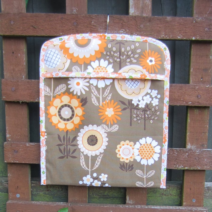 Retro 1970s Orange Floral Peg Bag