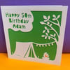 Camping Birthday Card - Personalised 