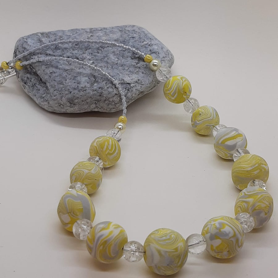 Pretty yellow and white summer necklace