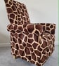 Giraffe Skin Fabric Adult Chair Armchair Accent Small Brown Bedroom Fireside - Image 3