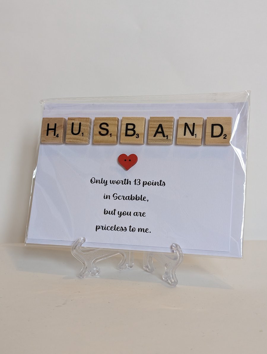 Husband only worth 13 points in Scrabble greetings card