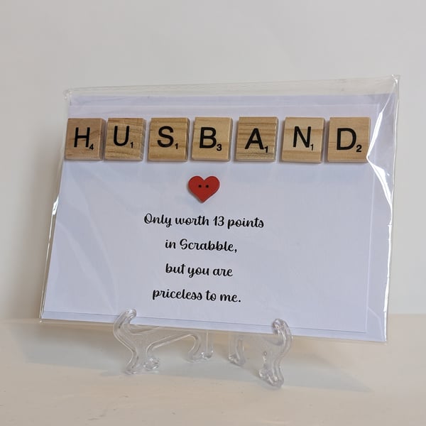 Husband only worth 13 points in Scrabble greetings card