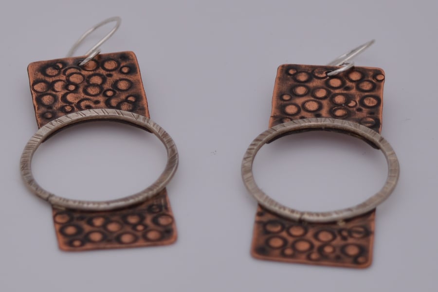 STERLIG SILVER AND COPPER EARRINGS - Negative Space 