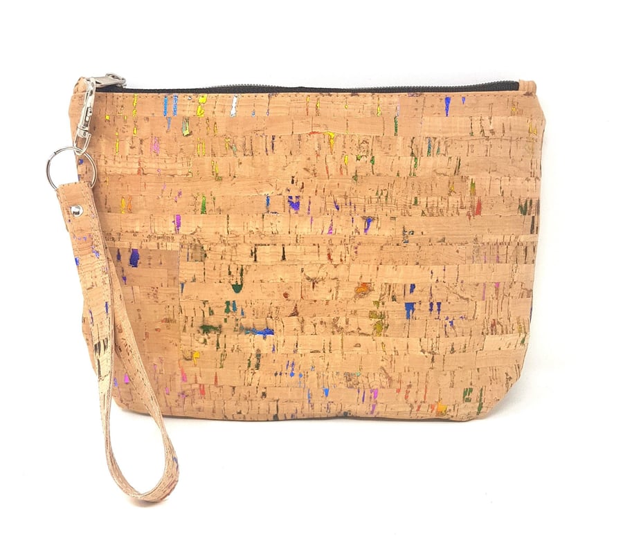 Cork Leather Rainbow Fleck Clutch Bag
