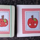 Quirky art teachers, teaching assistant gift, apple lined A6 notebook and card