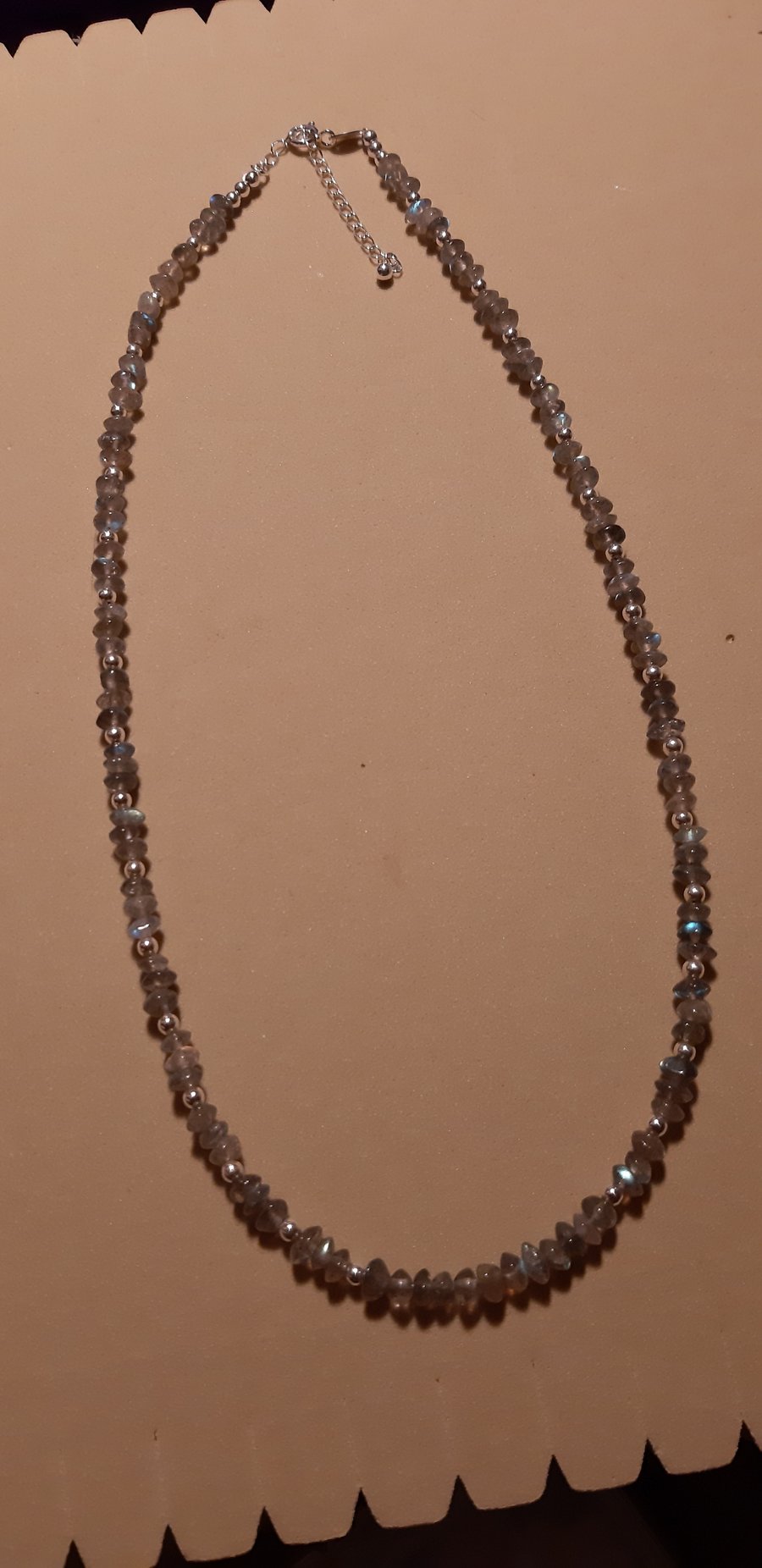 Reserved for Erivka Sterling Silver and Labradorite Rondelle Necklace