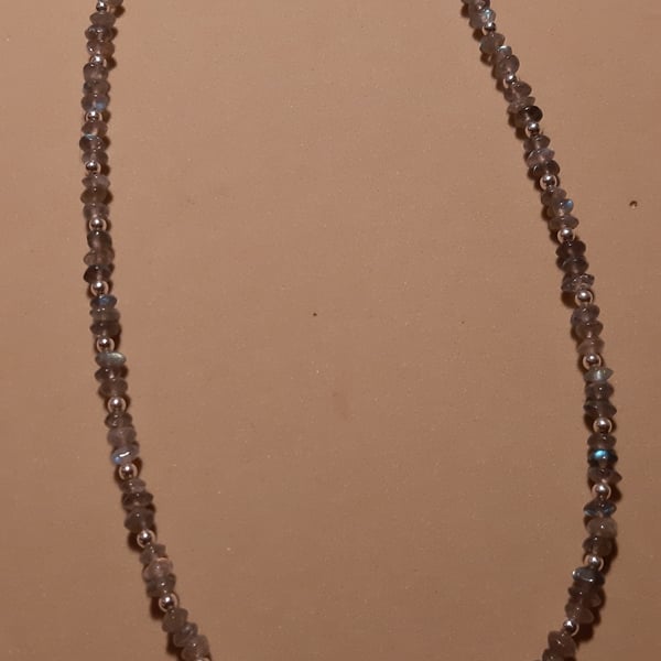 Reserved for Erivka Sterling Silver and Labradorite Rondelle Necklace
