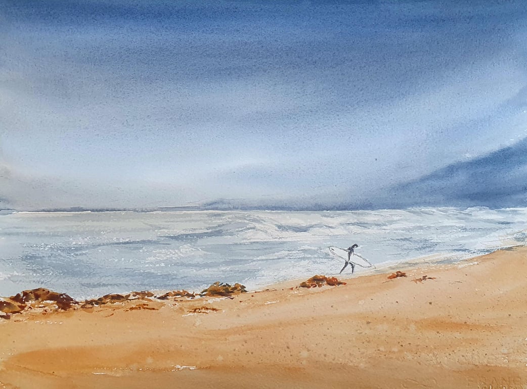Original Watercolour Seascape .After the Waves. 15x11 inches. 