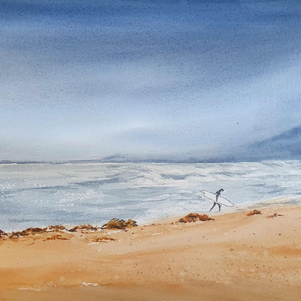 Original Watercolour Seascape .After the Waves. 15x11 inches. 