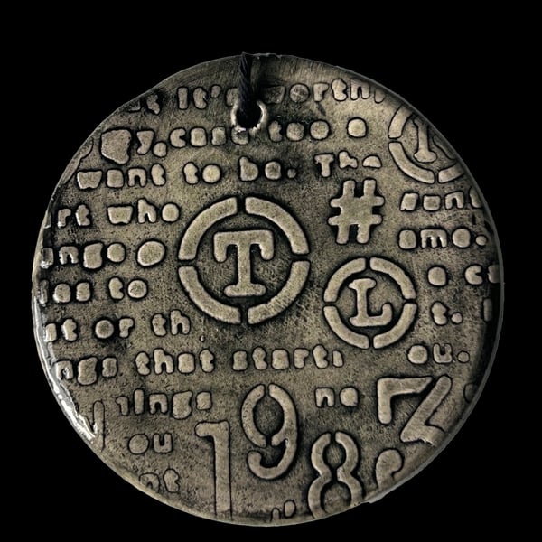 Ceramic Keepsake Wall Hanging: Grey Text