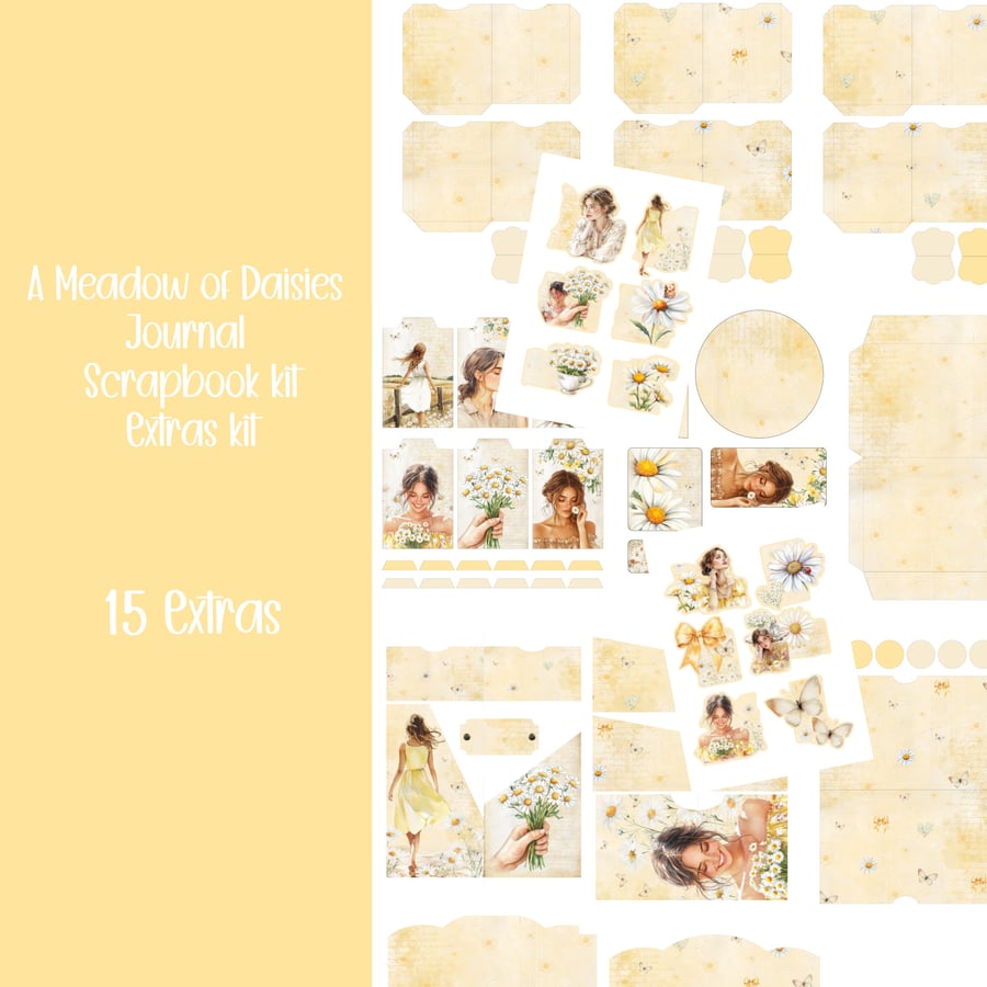 A Meadow of Daisies extras kit Scrapbooking, Ephemera, Journal, Digital Download