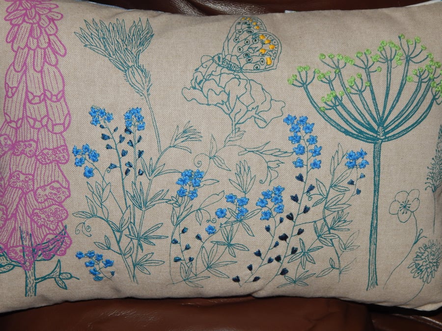 Wild flower Cotton Canvas Cushion  Screen printed