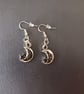 Silver chunky moon and star detail charm dangle earrings  - Image 2